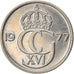 Coin, Sweden, Carl XVI Gustaf, 25 Öre, 1977, EF(40-45), Copper-nickel, KM:851