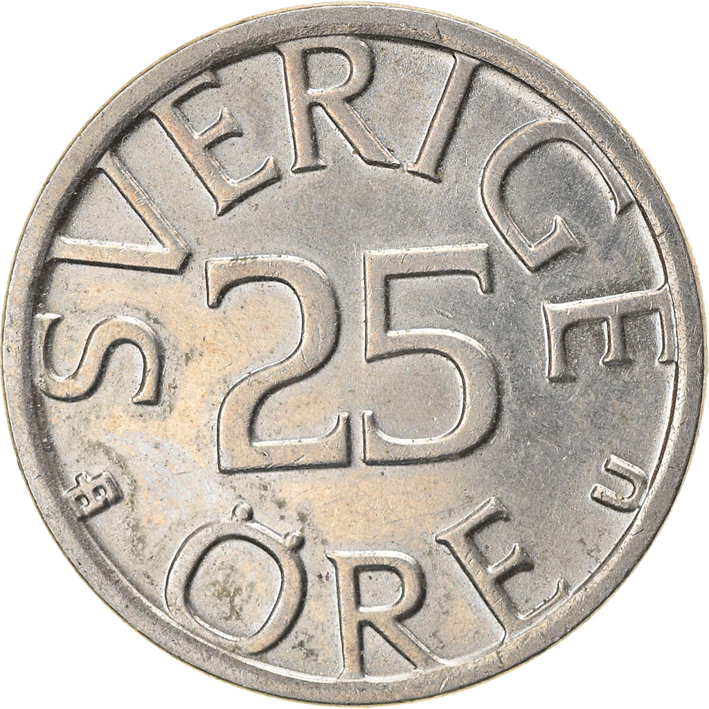 Coin, Sweden, Carl XVI Gustaf, 25 Öre, 1977, EF(40-45), Copper-nickel, KM:851