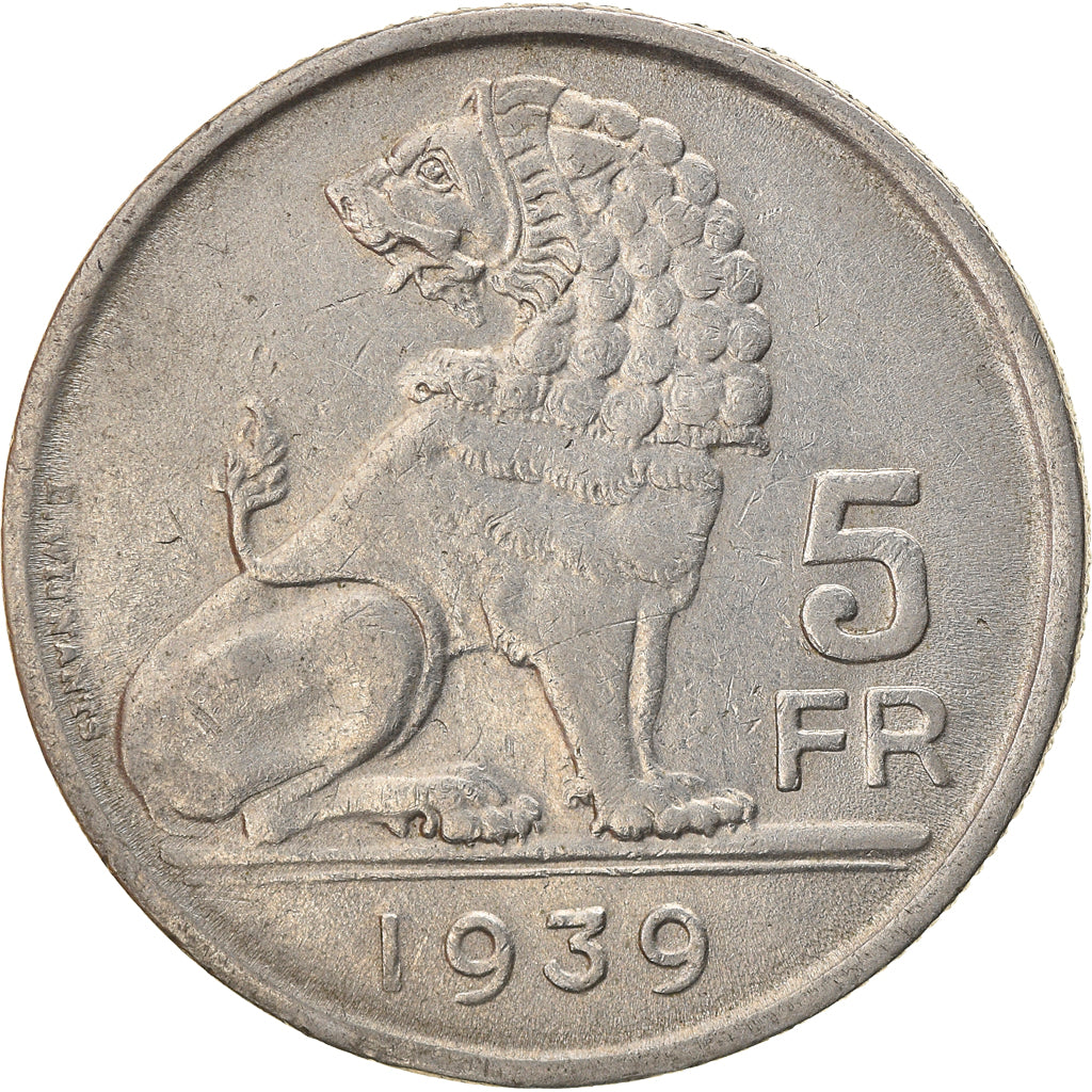 Coin, Belgium, Leopold III, 5 Francs, 5 Frank, 1939, EF(40-45), Nickel, KM:117.2