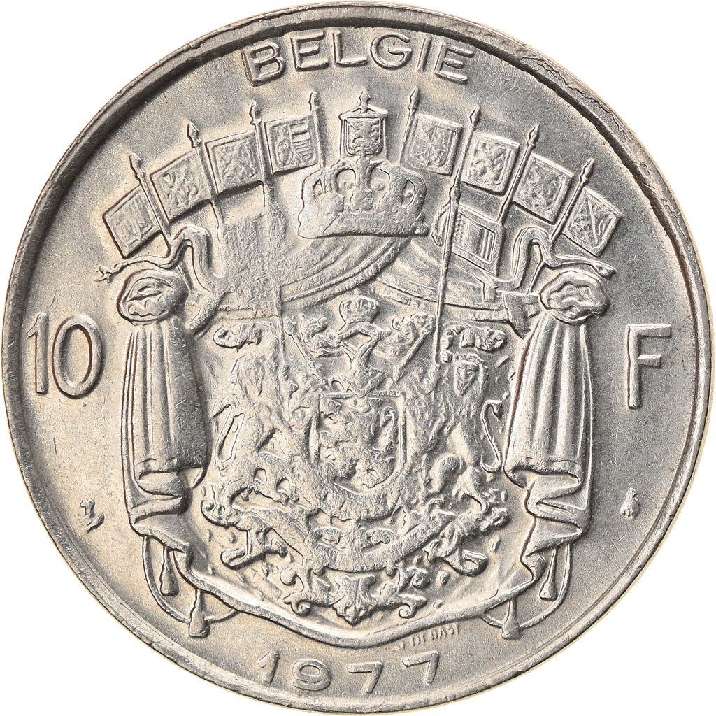 Münze, Belgien, Baudouin I, 10 Francs, 10 Frank, 1977, Brussels, SS, Nickel