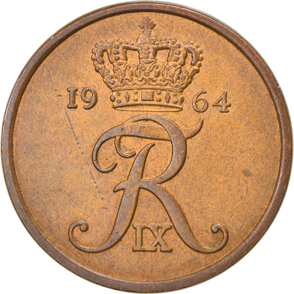Moneta, Danimarca, Frederik IX, 5 Öre, 1964, Copenhagen, BB+, Bronzo, KM:848.1