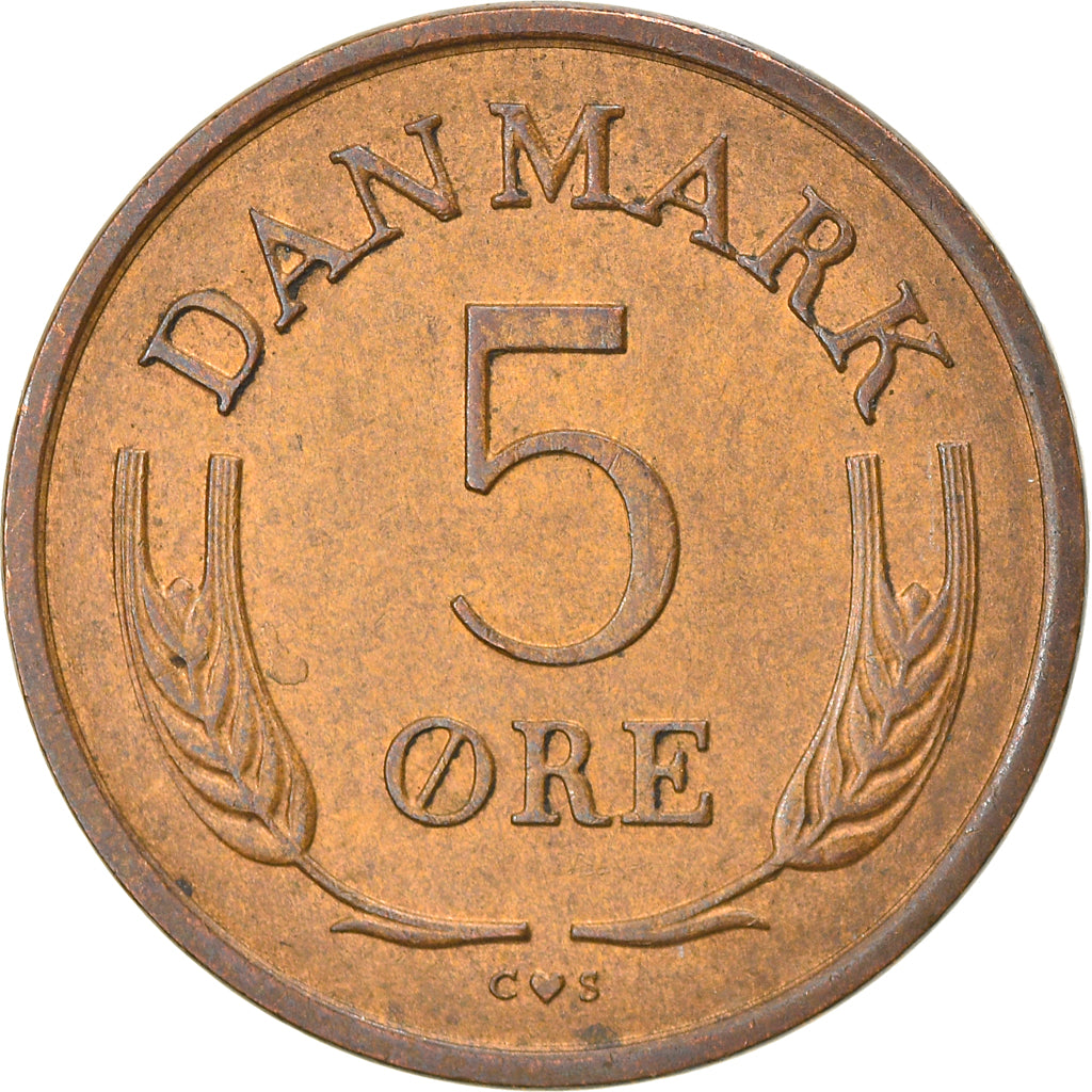Moneta, Danimarca, Frederik IX, 5 Öre, 1964, Copenhagen, BB+, Bronzo, KM:848.1