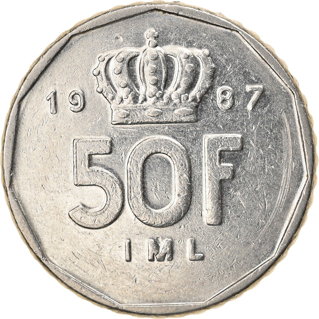 Coin, Luxembourg, Jean, 50 Francs, 1987, AU(50-53), Nickel, KM:62