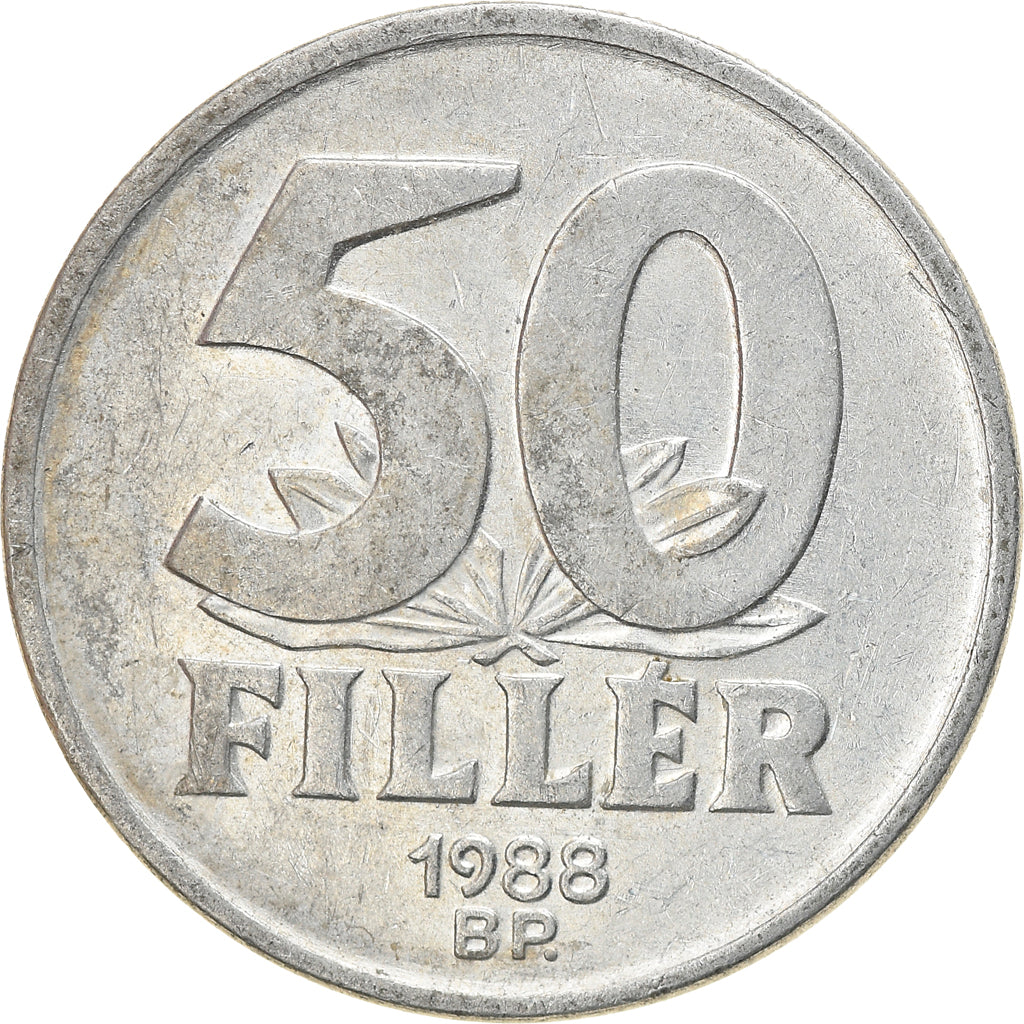 Coin, Hungary, 50 Fillér, 1988, Budapest, AU(50-53), Aluminum, KM:574