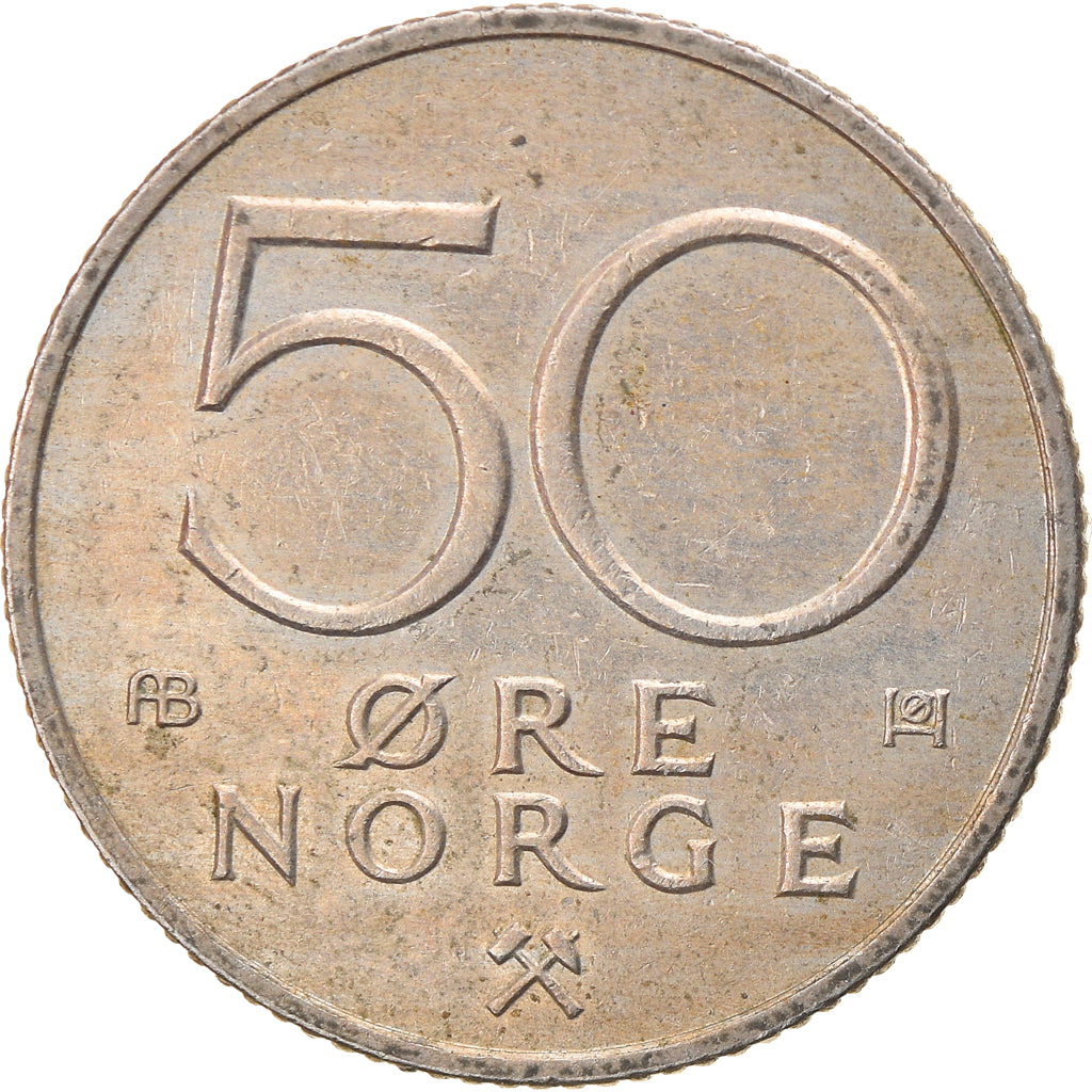 Moneda, Noruega, Olav V, 50 Öre, 1974, Budapest, MBC, Cobre - níquel, KM:418