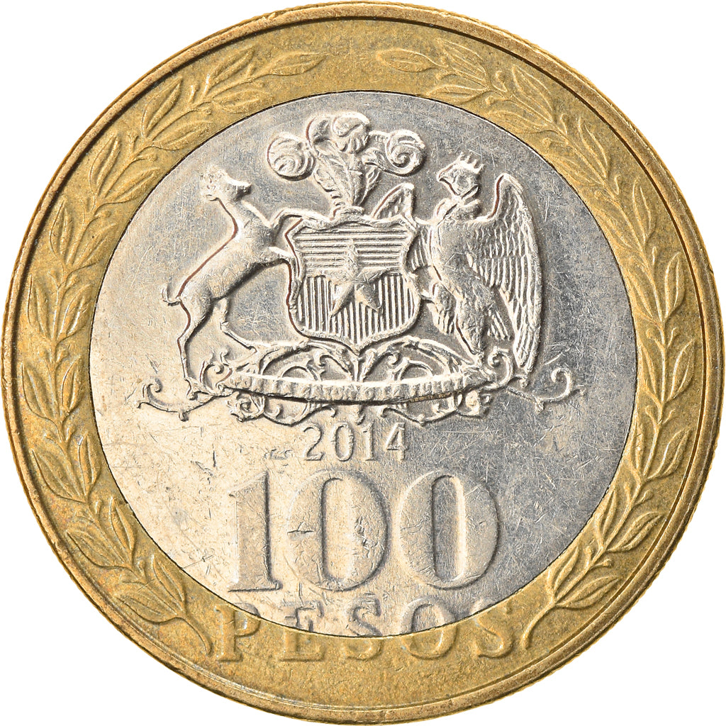 Coin, Chile, 100 Pesos, 2014, AU(50-53), Bi-Metallic, KM:236