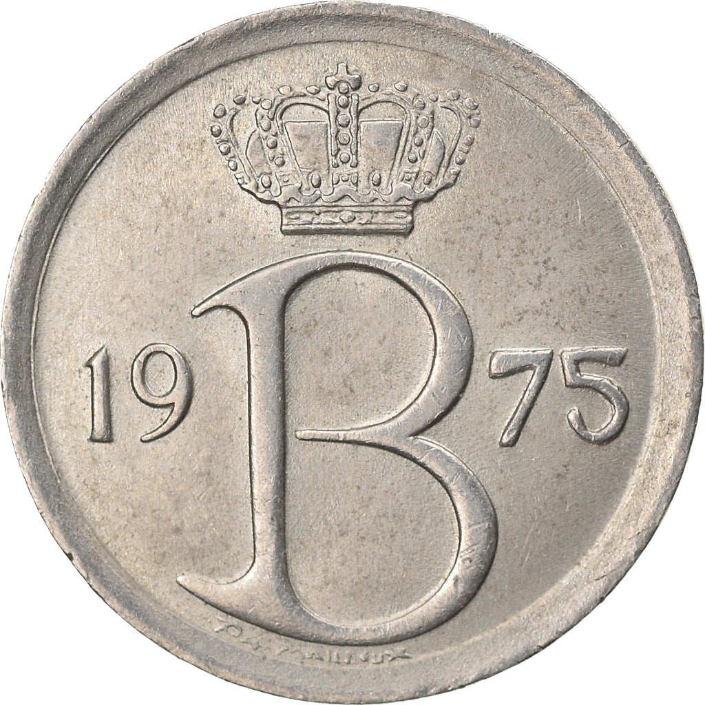 Moneda, Bélgica, Baudouin I, Semeuse, 25 Centimes, 1975, Brussels, MBC+, Cobre