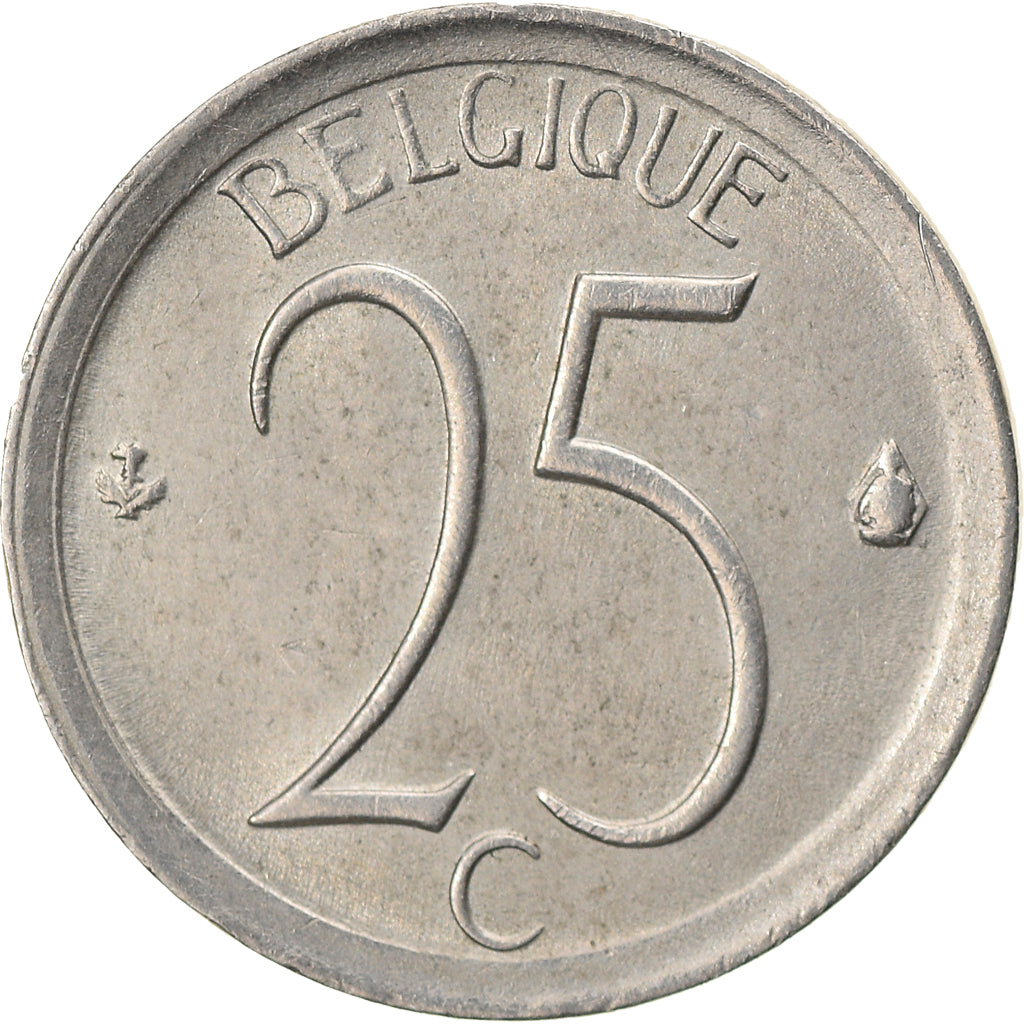 Moneda, Bélgica, Baudouin I, Semeuse, 25 Centimes, 1975, Brussels, MBC+, Cobre