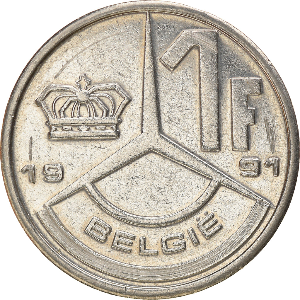 Moneta, Belgia, Baudouin I, Franc, 1991, AU(50-53), Nikiel platerowany żelazem