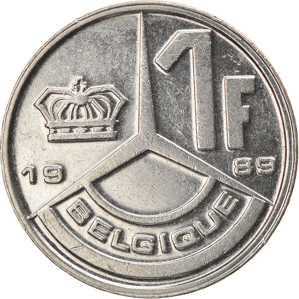 Coin, Belgium, Baudouin I, Franc, 1989, AU(50-53), Nickel Plated Iron, KM:170