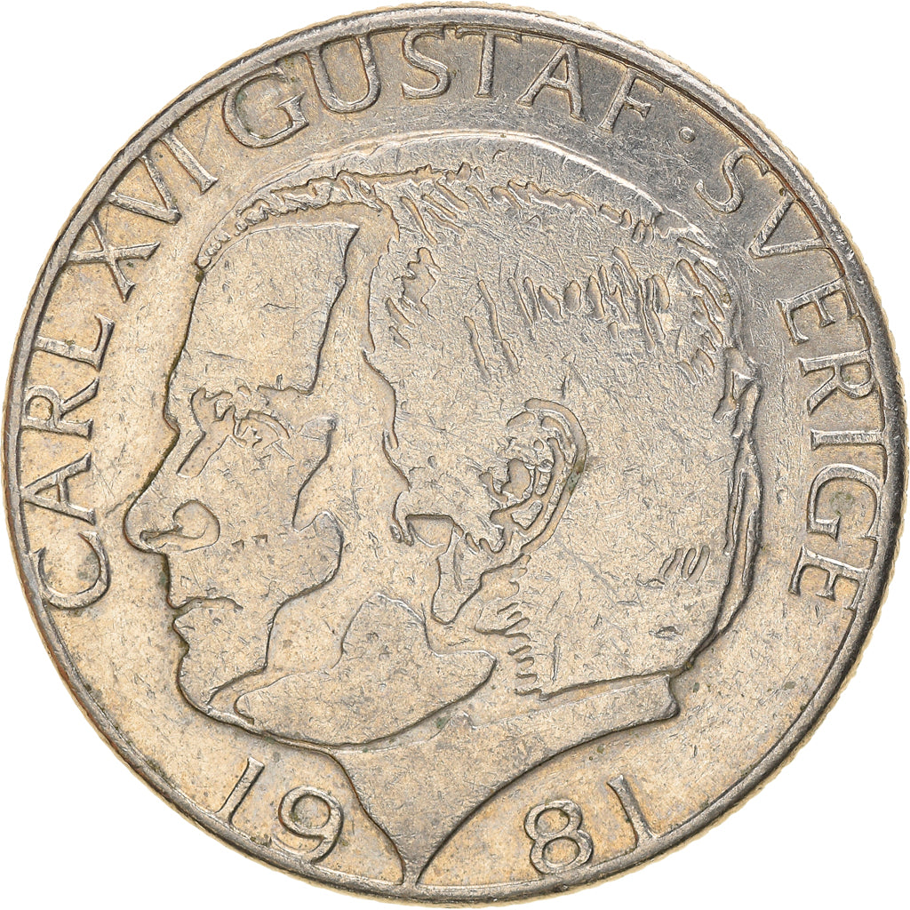 Munten, Zweden, Gustaf VI, Krona, 1981, ZF, Copper-Nickel Clad Copper, KM:826a