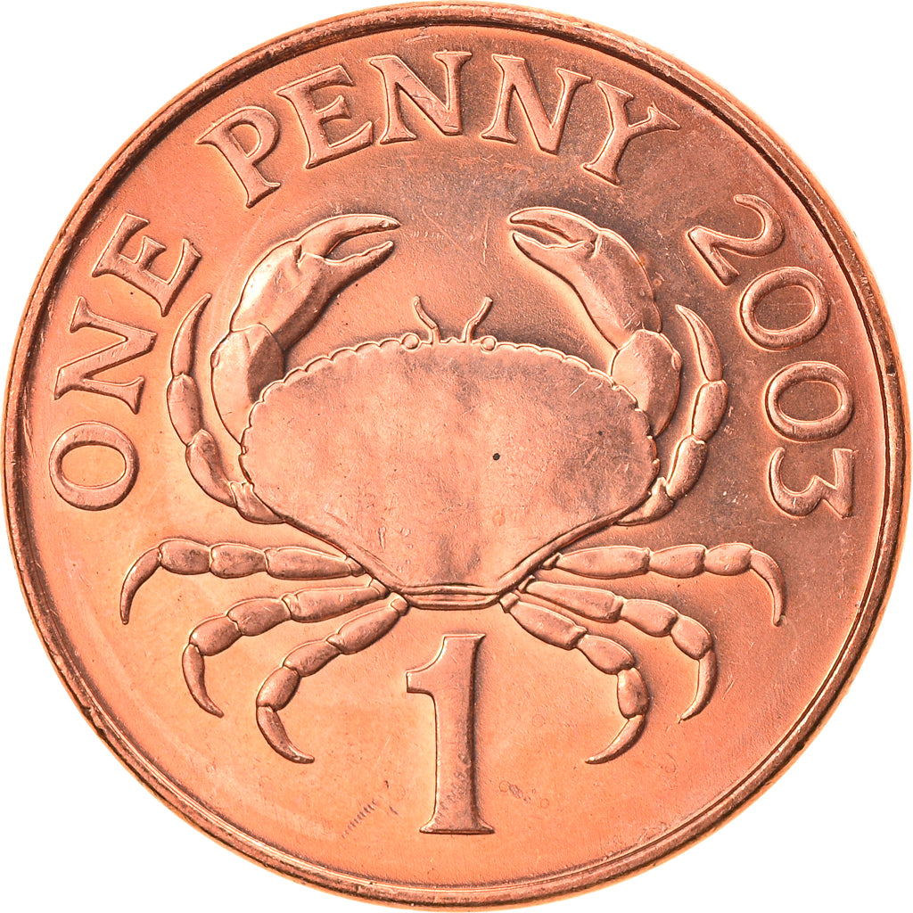 Coin, Guernsey, Elizabeth II, Penny, 2003, AU(55-58), Copper Plated Steel, KM:89