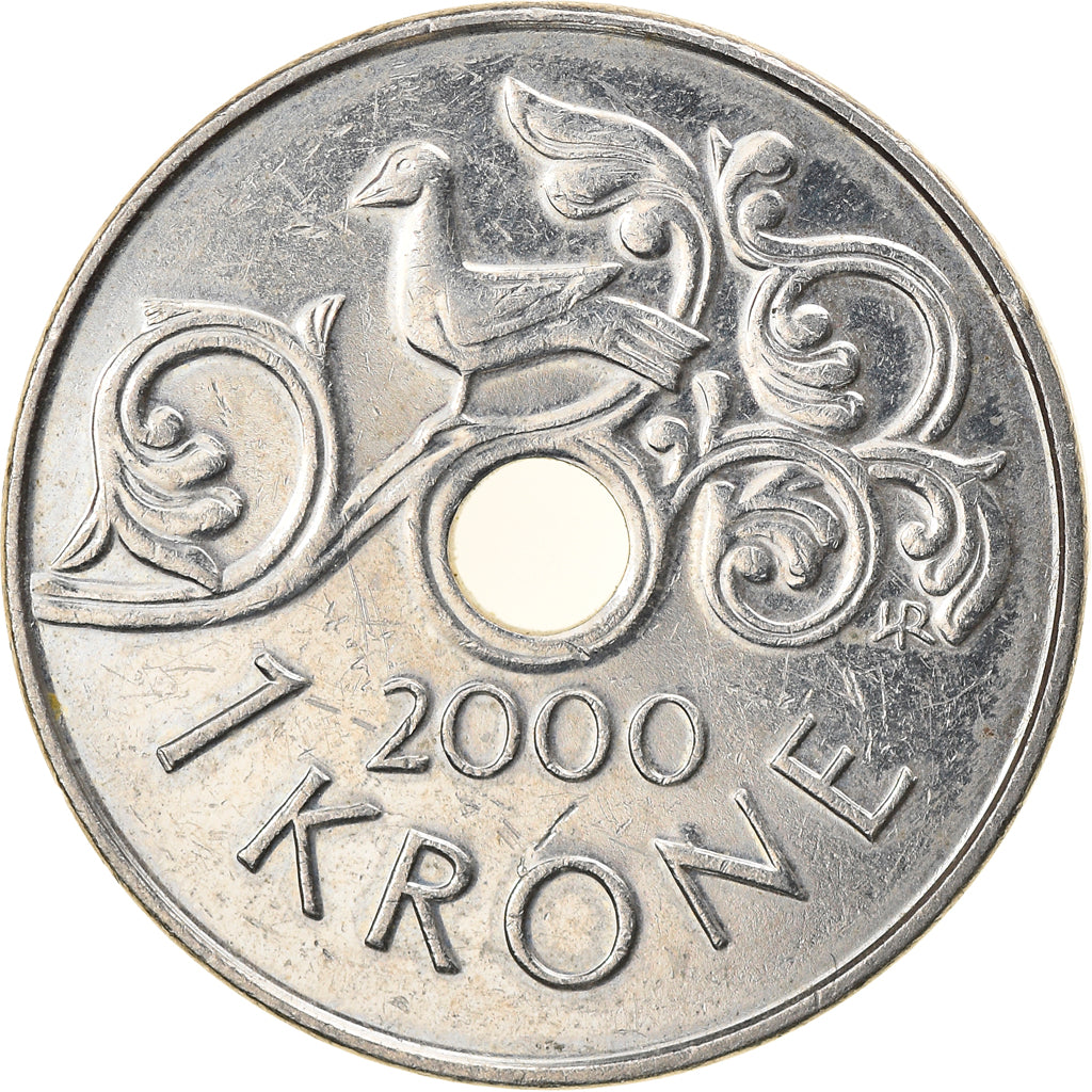 Moneda, Noruega, Harald V, Krone, 2000, MBC+, Cobre - níquel, KM:462