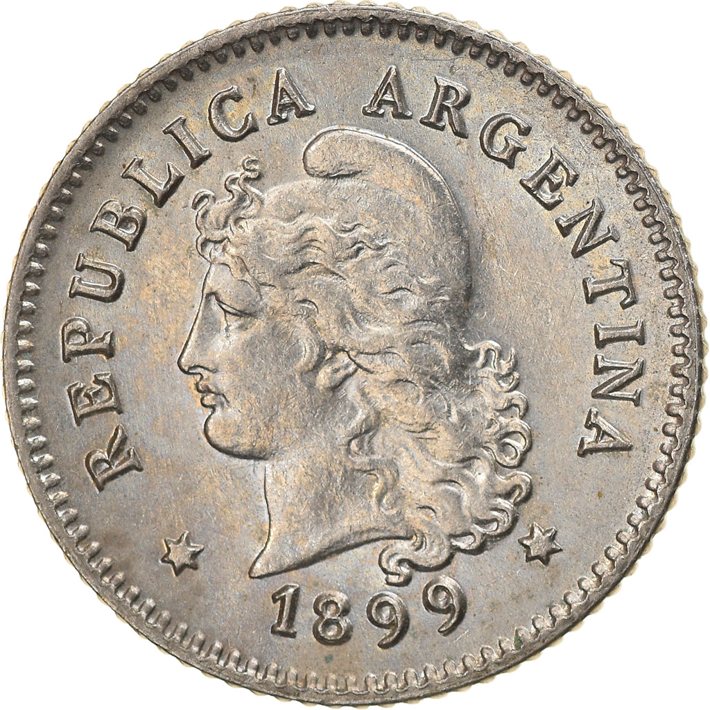 Coin, Argentina, 10 Centavos, 1899, AU(55-58), Copper-nickel, KM:35