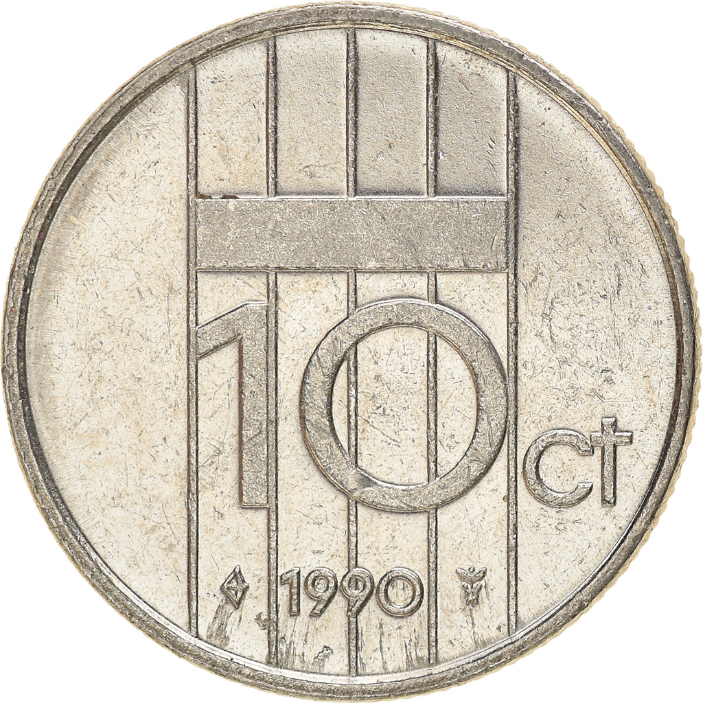 Coin, Netherlands, Beatrix, 10 Cents, 1990, EF(40-45), Nickel, KM:203