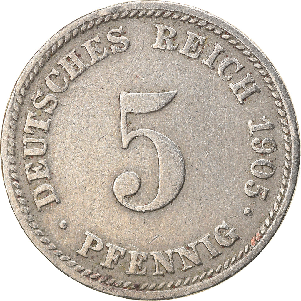 Coin, GERMANY - EMPIRE, Wilhelm II, 5 Pfennig, 1905, Munich, EF(40-45)