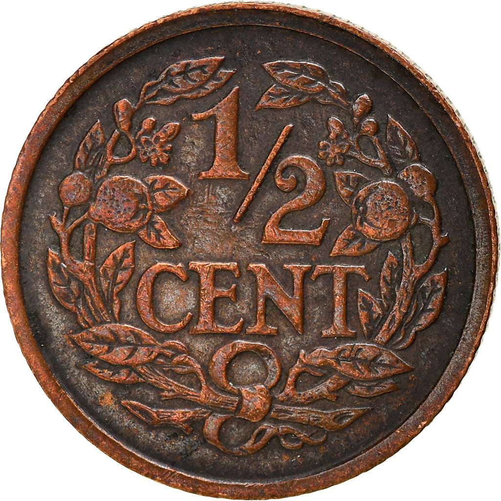 Coin, Netherlands, Wilhelmina I, 1/2 Cent, 1930, EF(40-45), Bronze, KM:138