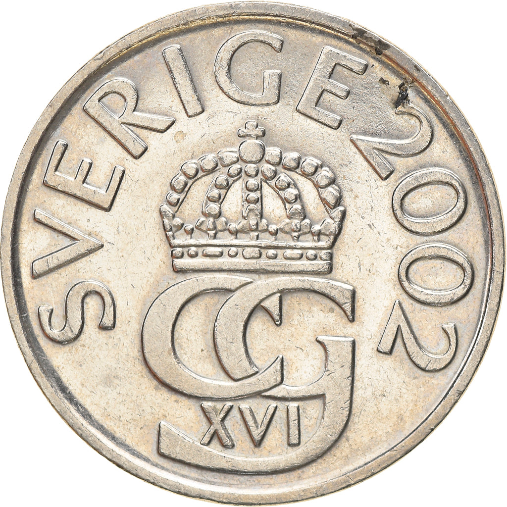 Moneta, Svezia, Carl XVI Gustaf, 5 Kronor, 2002, BB, Nichel ricoperto in