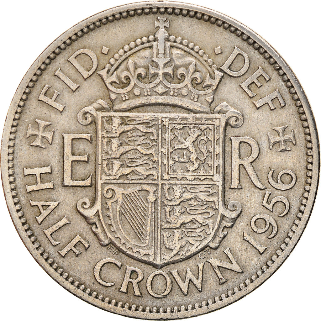 Coin, Great Britain, Elizabeth II, 1/2 Crown, 1956, EF(40-45), Copper-nickel