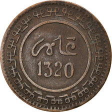 Coin, Morocco, 'Abd al-Aziz, 10 Mazunas, 1902, EF(40-45), Bronze, KM:17.2