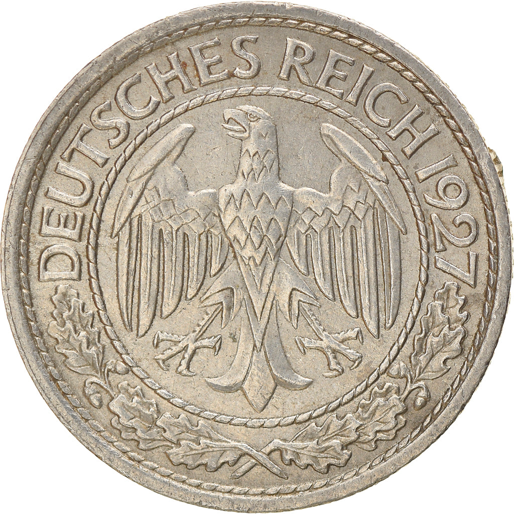 Coin, GERMANY, WEIMAR REPUBLIC, 50 Reichspfennig, 1927, Berlin, EF(40-45)