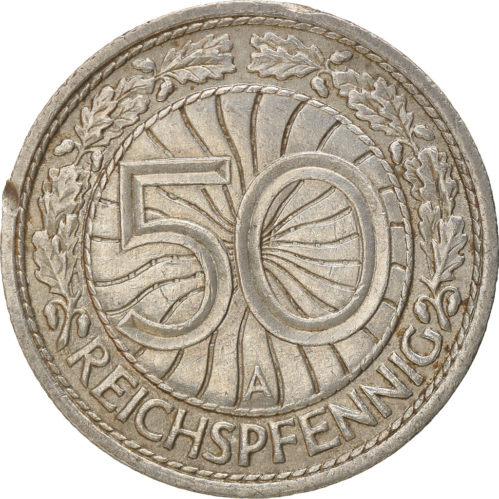 Coin, GERMANY, WEIMAR REPUBLIC, 50 Reichspfennig, 1927, Berlin, EF(40-45)