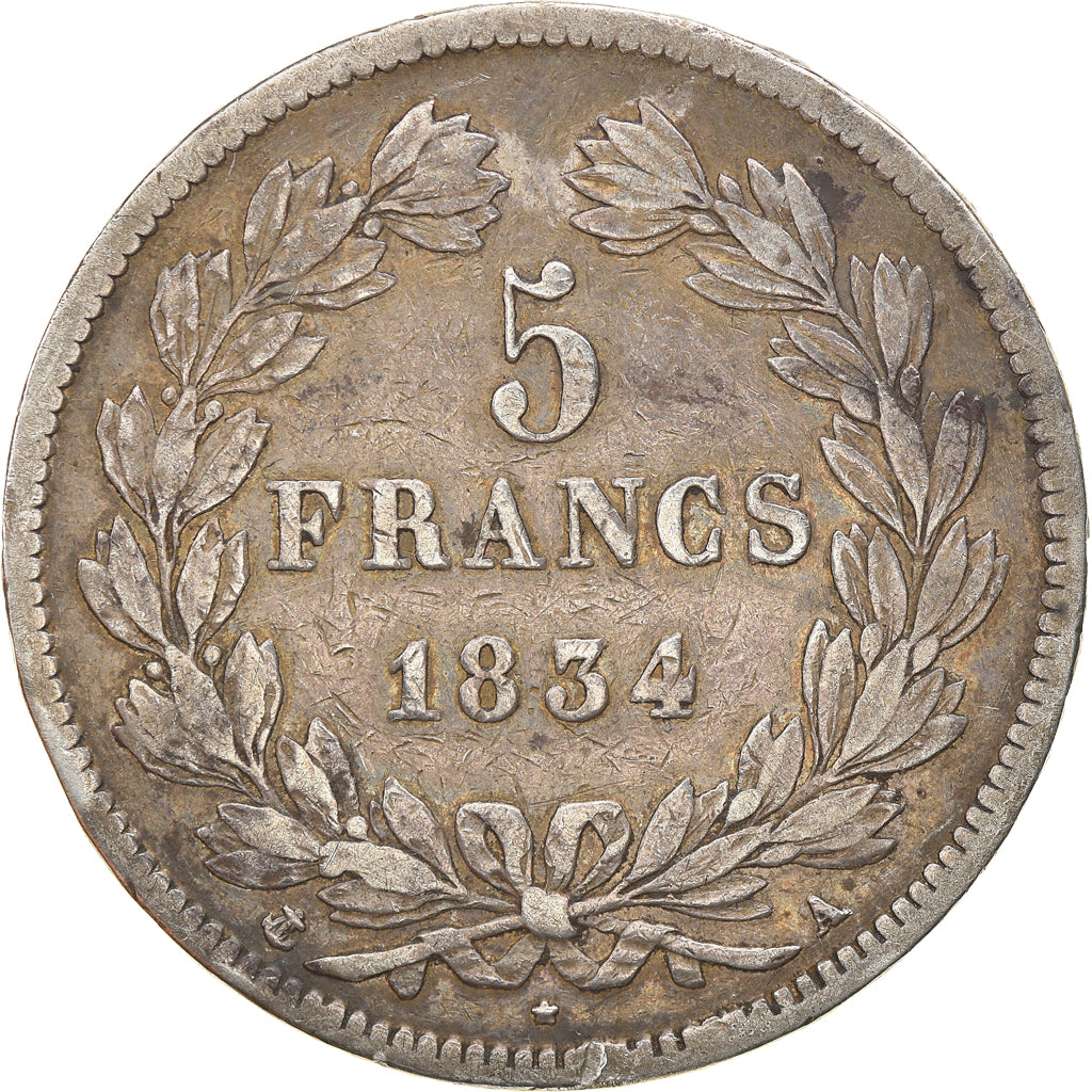 Monnaie, France, Louis-Philippe, 5 Francs, 1834, Paris, TB+, Argent