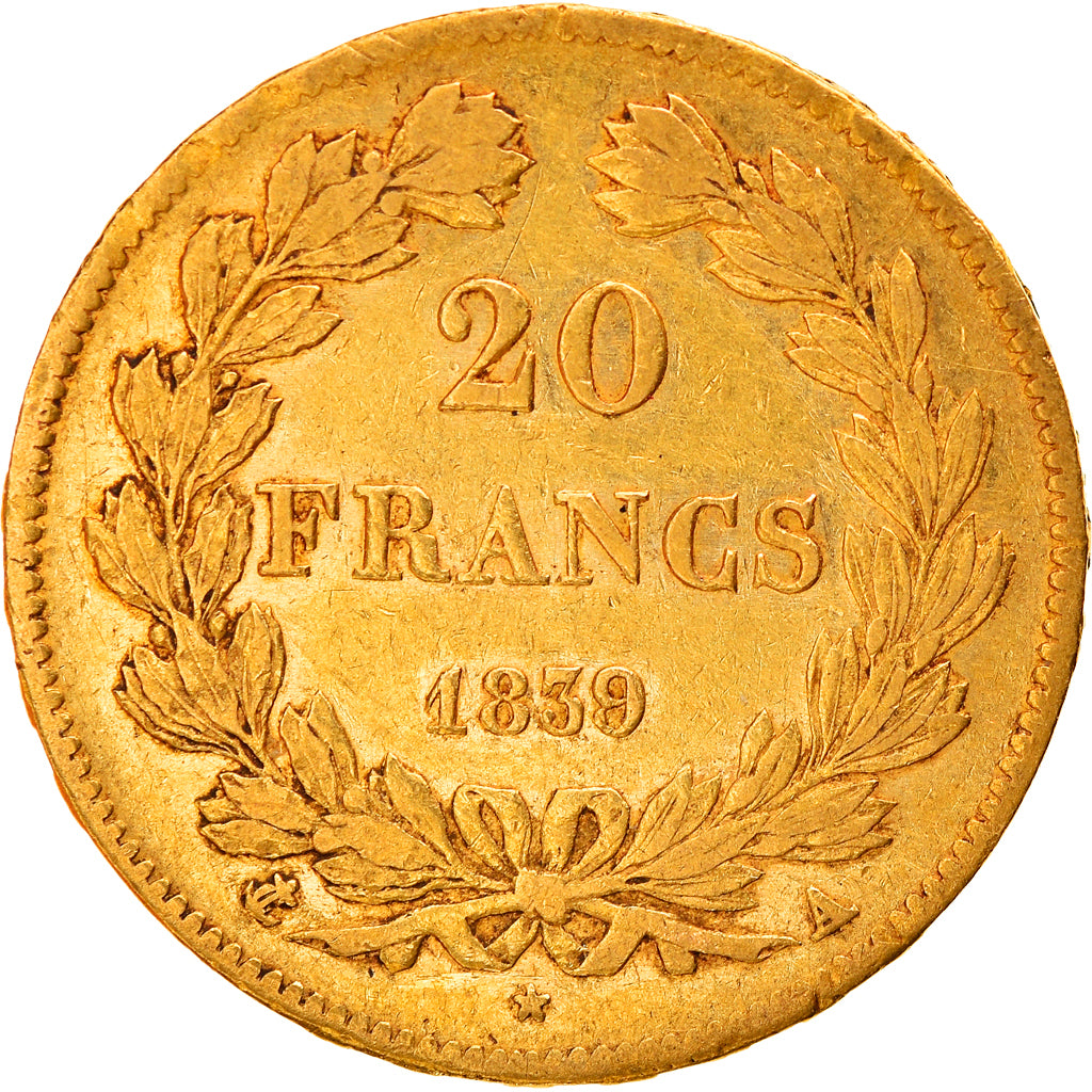 Munten, Frankrijk, Louis-Philippe, 20 Francs, 1839, Paris, ZF, Goud, KM:750.1