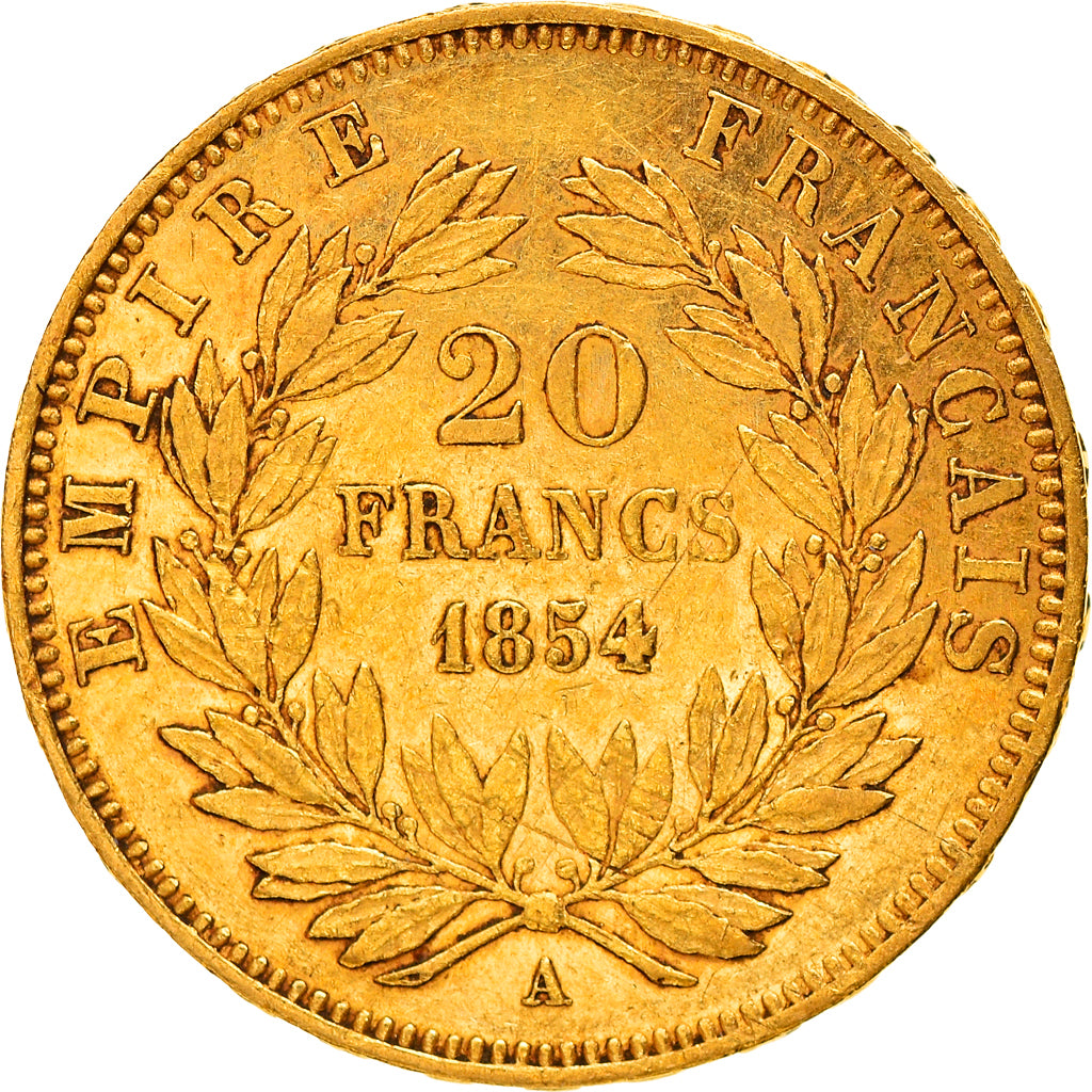 Coin, France, Napoléon III, 20 Francs, 1854, Paris, AU(50-53), Gold, KM:781.1