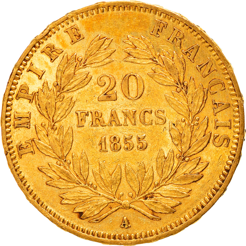 Coin, France, Napoléon III, 20 Francs, 1855, Paris, AU(50-53), Gold, KM:781.1