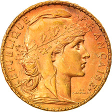 Moneda, Francia, Marianne, 20 Francs, 1907, Paris, MBC+, Oro, KM:857