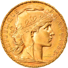 Moeda, França, Marianne, 20 Francs, 1909, Paris, AU(55-58), Dourado, KM:857