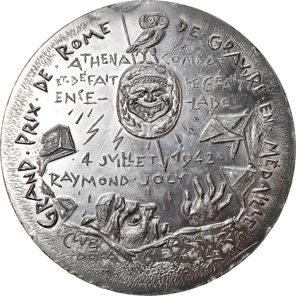 France, Medal, Gravure, Grand Prix de Rome, Athéna Combat le Géant, Arts &