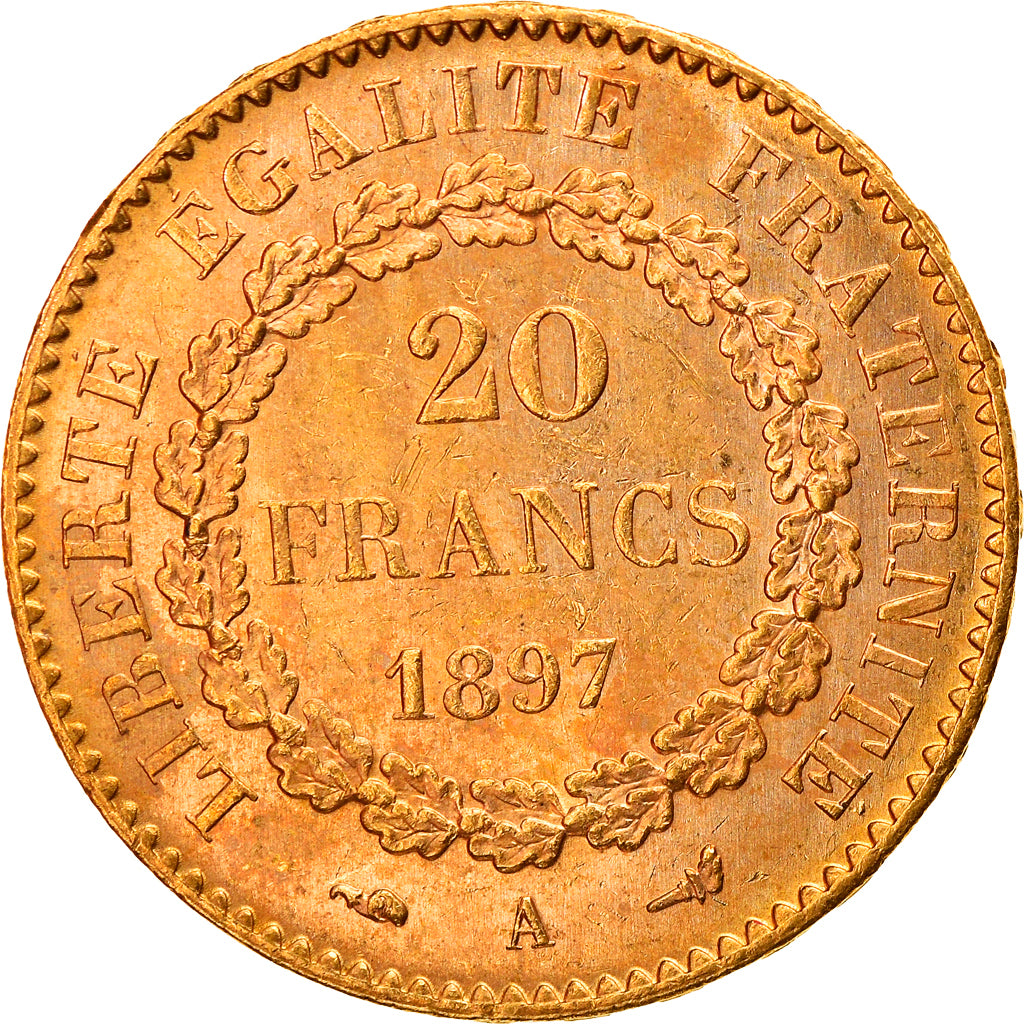 Coin, France, Génie, 20 Francs, 1897, Paris, AU(55-58), Gold, KM:825
