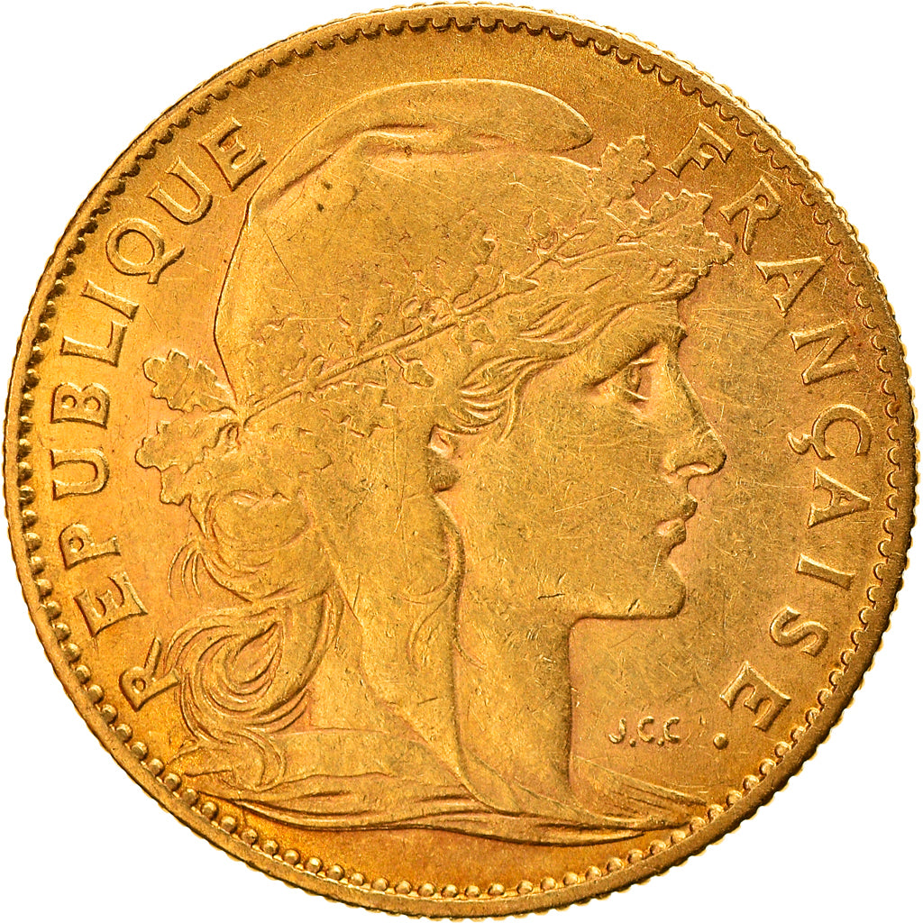 Moneta, Francja, Marianne, 10 Francs, 1906, Paris, EF(40-45), Złoto, KM:846