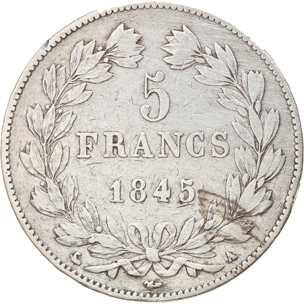 Moneta, Francia, Louis-Philippe, 5 Francs, 1845, Paris, BB, Argento, KM:749.1