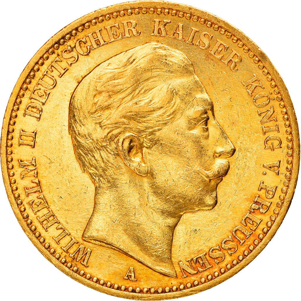 Moneda, Estados alemanes, Wilhelm II, 20 Mark, 1889, Berlin, EBC, Oro, KM:516