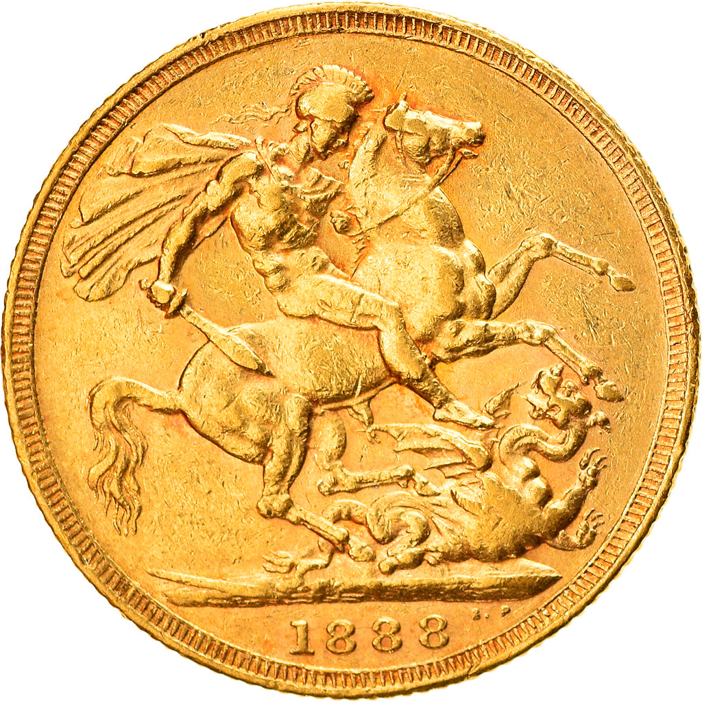 Moneta, Gran Bretagna, Victoria, Sovereign, 1888, BB, Oro, KM:767
