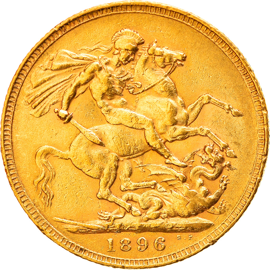 Coin, Great Britain, Victoria, Sovereign, 1896, EF(40-45), Gold, KM:785