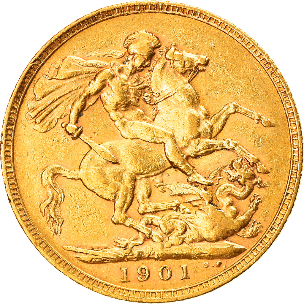 Coin, Australia, Victoria, Sovereign, 1901, Perth, EF(40-45), Gold, KM:13
