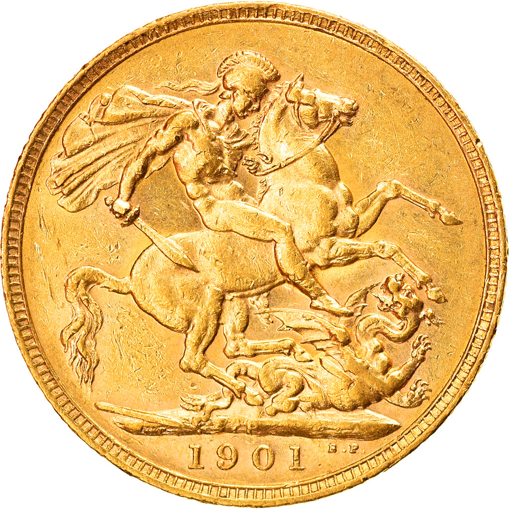 Coin, Australia, Victoria, Sovereign, 1901, Perth, AU(50-53), Gold, KM:13