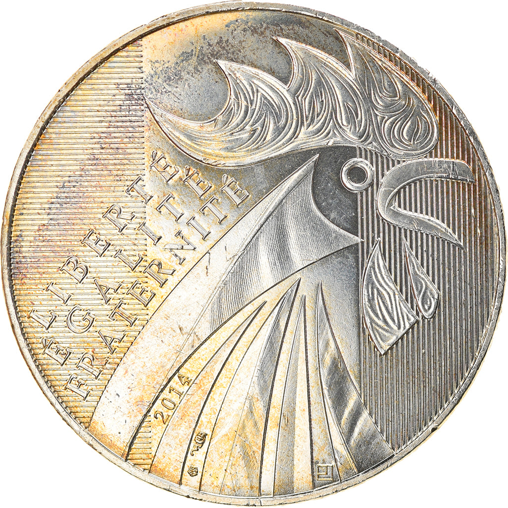 France, 10 Euro, Coq, 2014, MS(60-62), Silver, Gadoury:EU656, KM:2110