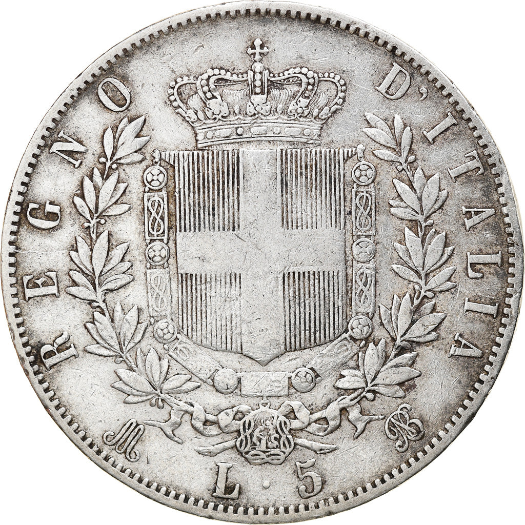 Coin, Italy, Vittorio Emanuele II, 5 Lire, 1869, Milan, EF(40-45), Silver