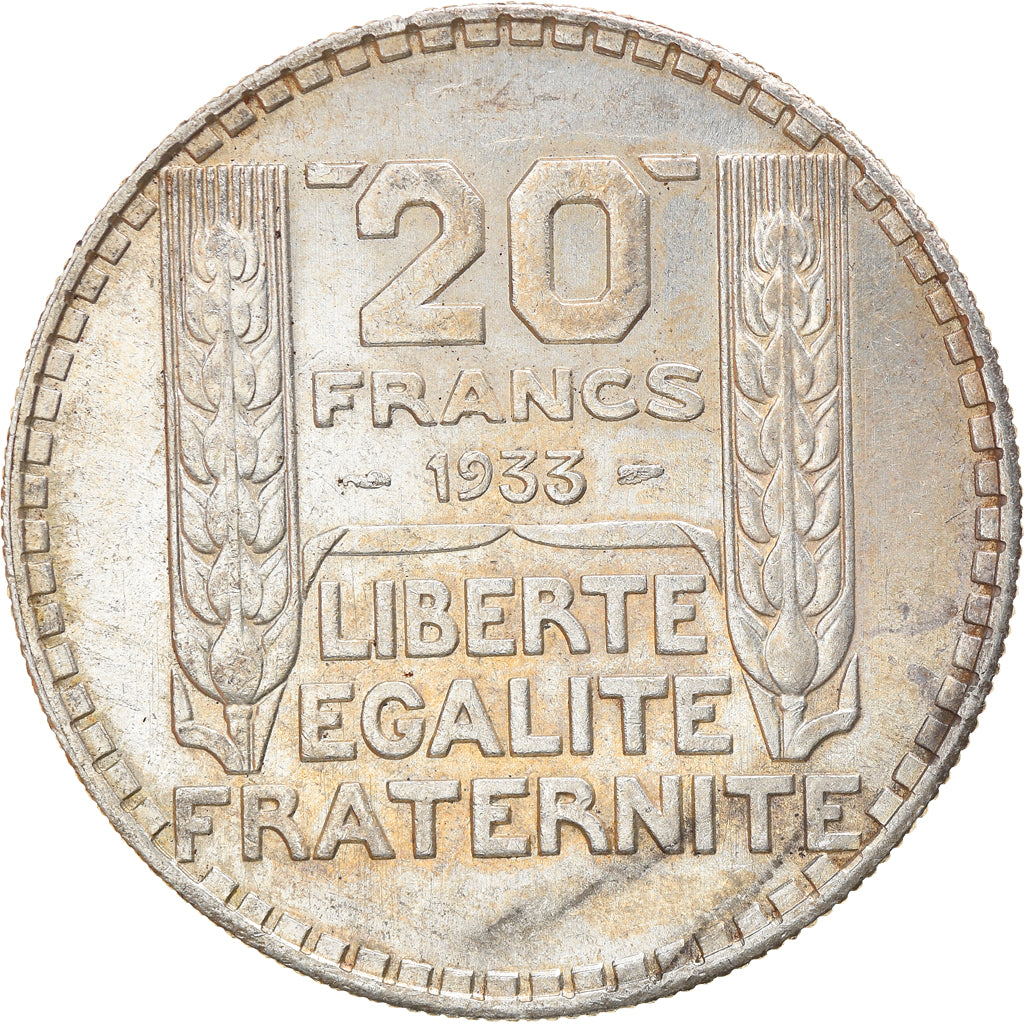 Coin, France, Turin, 20 Francs, 1933, Paris, Rameaux longs, AU(50-53), Silver