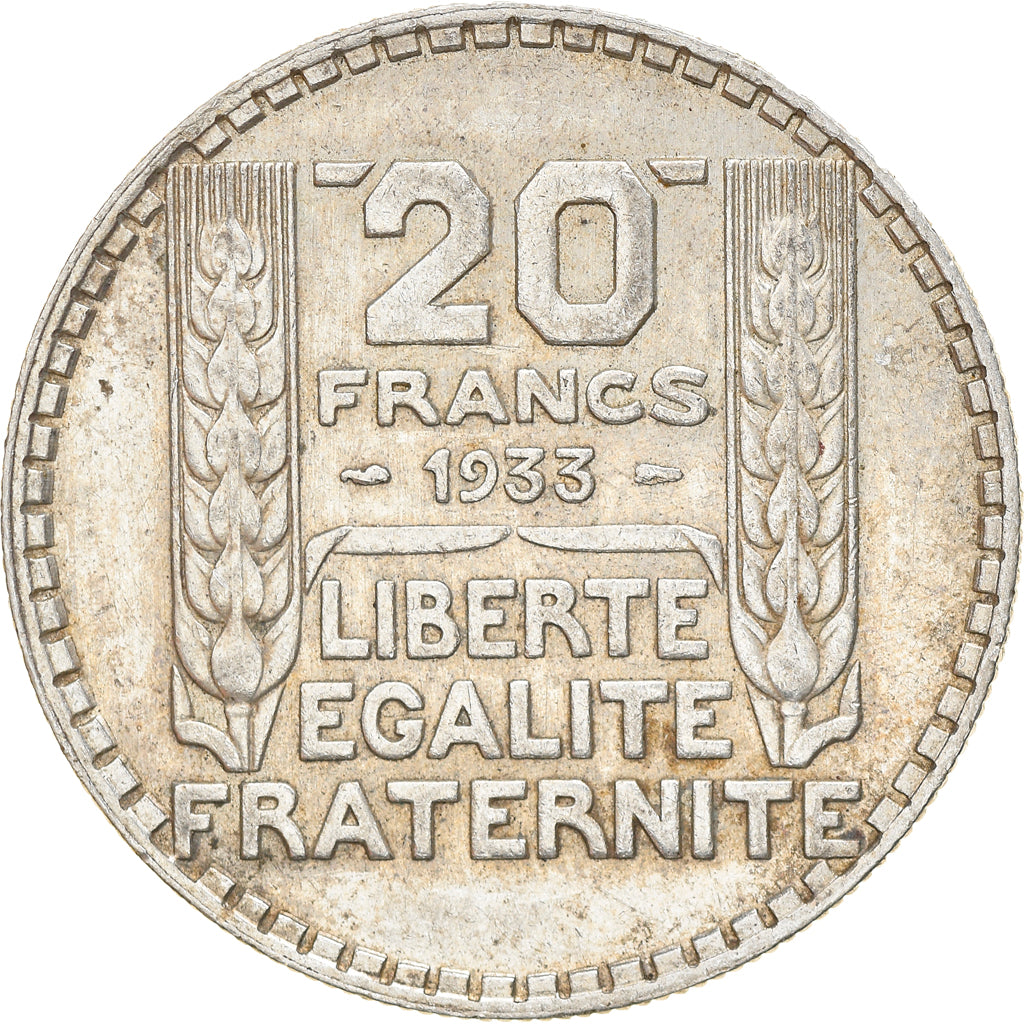 Coin, France, Turin, 20 Francs, 1933, Paris, Rameaux longs, AU(50-53), Silver