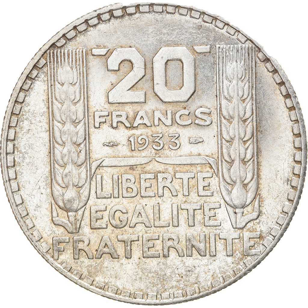 Coin, France, Turin, 20 Francs, 1933, Paris, Rameaux longs, AU(55-58), Silver