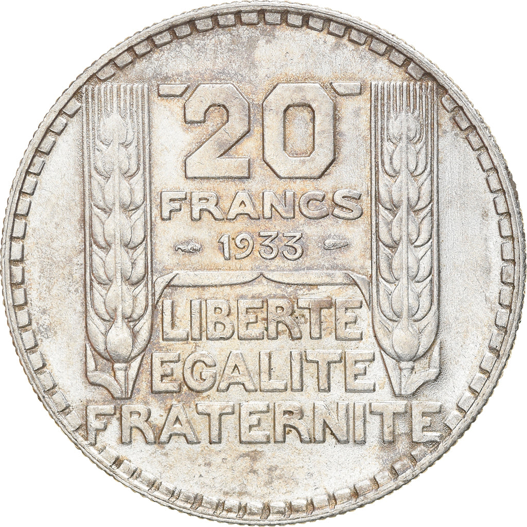 Coin, France, Turin, 20 Francs, 1933, Paris, Rameaux longs, AU(50-53), Silver