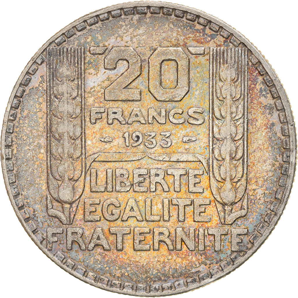 Coin, France, Turin, 20 Francs, 1933, Paris, Rameaux courts, EF(40-45), Silver