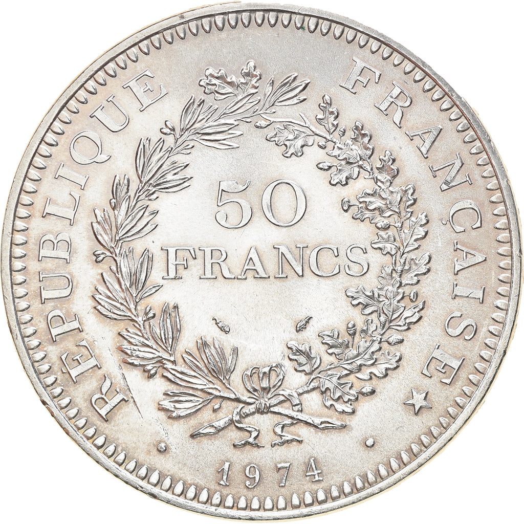 Coin, France, Hercule, 50 Francs, 1974, Paris, AU(55-58), Silver, KM:941.1