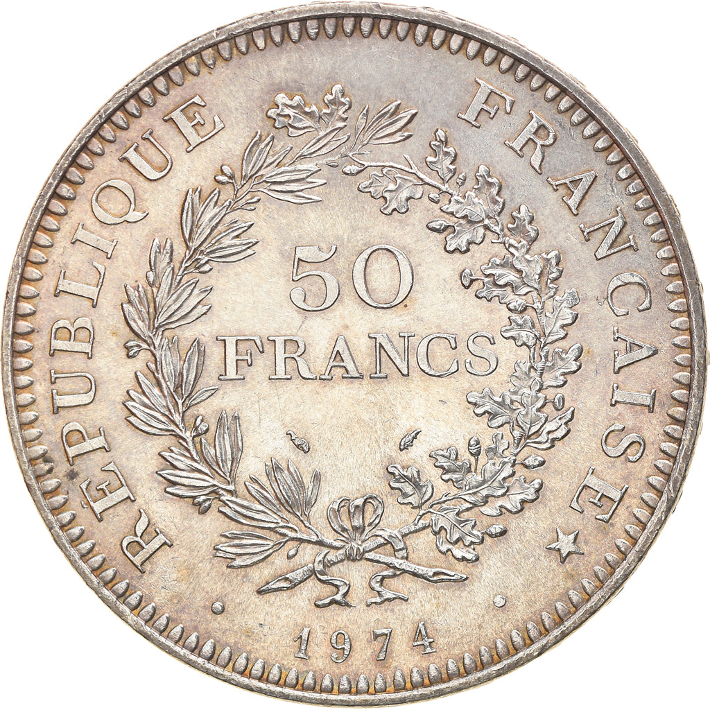 Coin, France, Hercule, 50 Francs, 1974, Paris, AU(55-58), Silver, KM:941.1